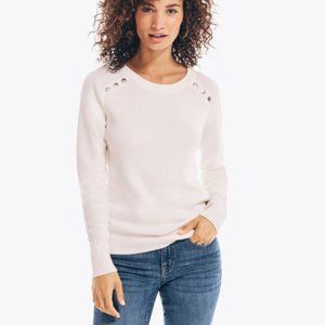 Nautica White Cotton Sweater (Small)
